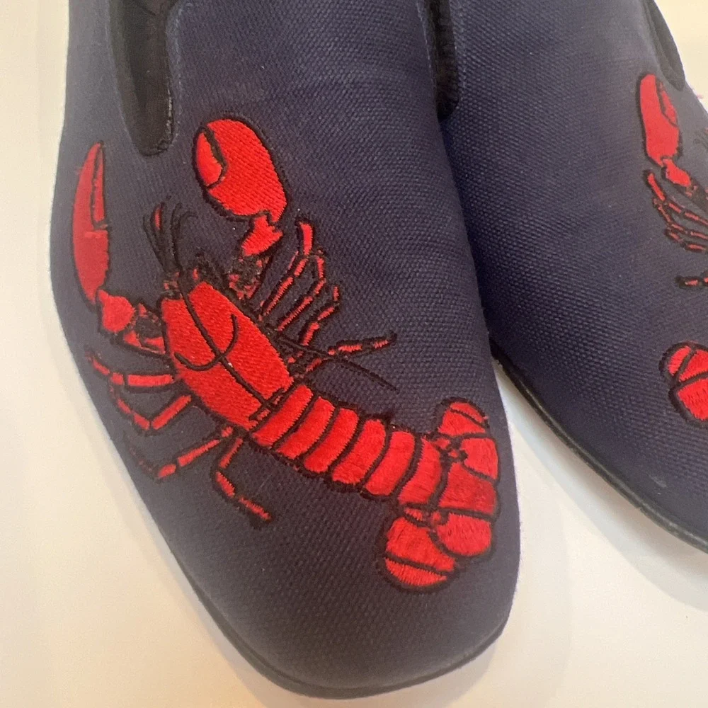 Peal & Co Brooks Brothers Lobster Embroidered Loafers‎ Made England Mens 8.5